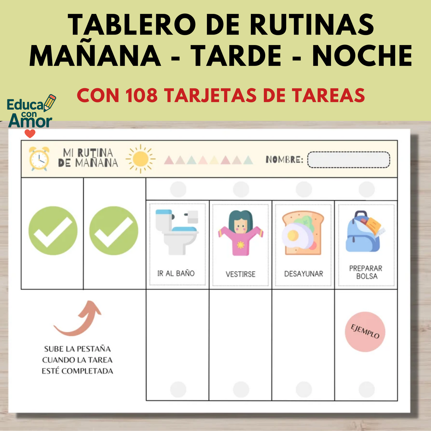 Tablero de Rutinas con Amor – Imprimible para niños