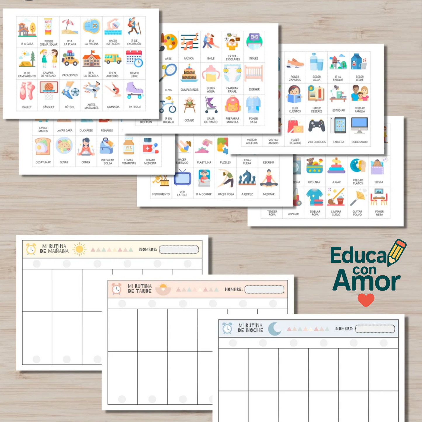 Tablero de Rutinas con Amor – Imprimible para niños